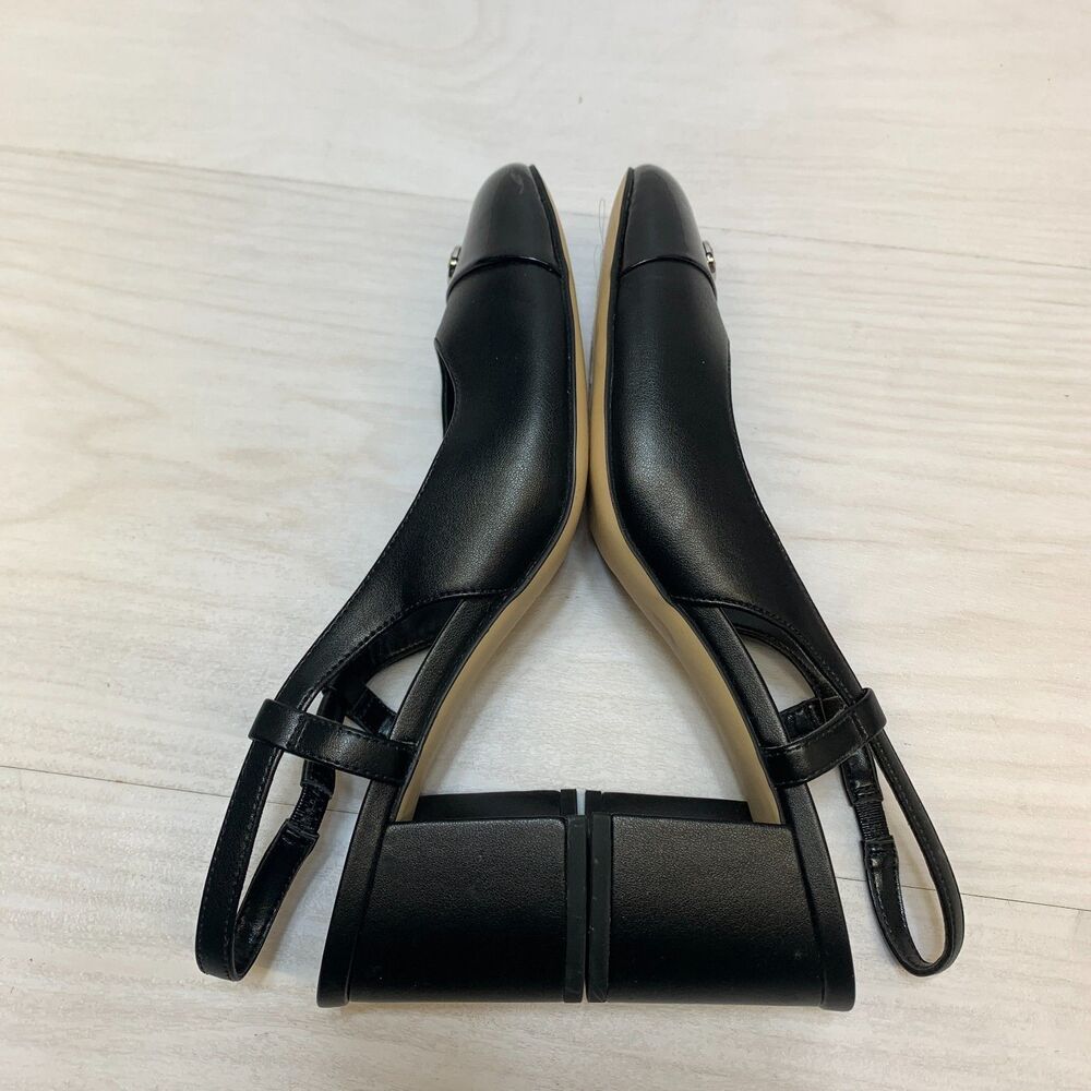 Michael Michael Kors Perla Flex Sling Pumps Women Size 8 Black Leather Slingback - Picture 2 of 10